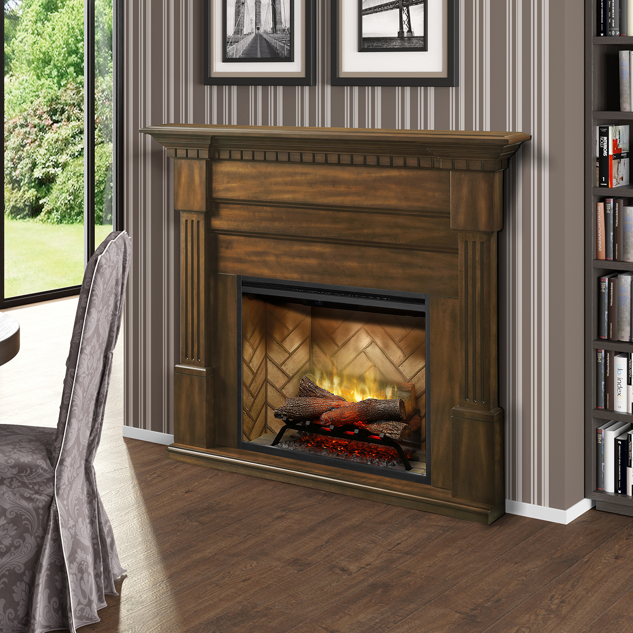 Fireplace with mantel